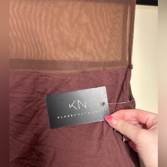 Sheer Mesh Brown Top - Picture 2 of 9